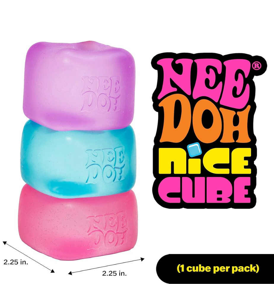 Schylling NeeDoh Nice Cube -Sensory Squeeze Toy with Super Solid Squish - 2.25" Cube ( RANDOM COLOR )
