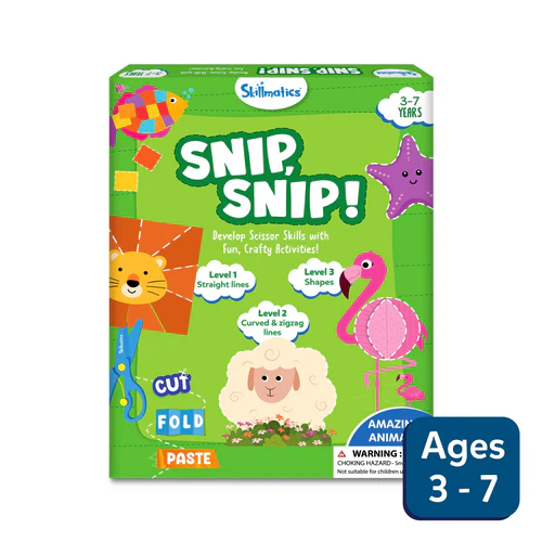 SKILLMATICS Snip Snip - Amazing Animals | Art & Craft Activity Kit (ages 3-7)