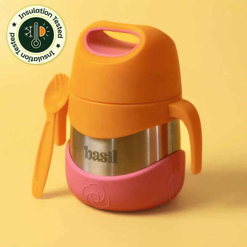 Basil ThermoTOT 320ml Peach – Insulated Stainless Steel Food Jar with Handle & Spork