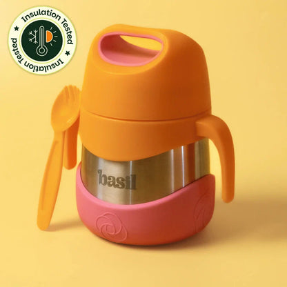 Basil ThermoTOT 320ml Peach – Insulated Stainless Steel Food Jar with Handle & Spork