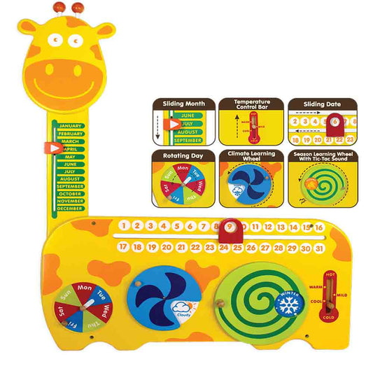 Wooden Wall Playboard - Weather Learning - Giraffe| Made in Thailand