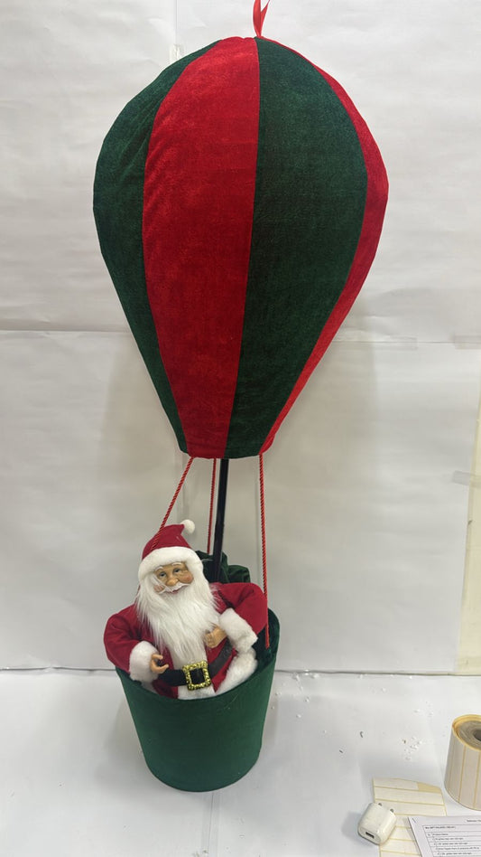 Hanging Santa in Velvet Parachute – Premium Christmas Décor for Hanging & Displays (110 cm )