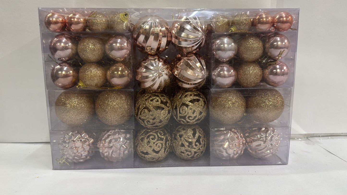 Deluxe Mixed-Texture Ornament Set in Rose Gold and Antique Gold