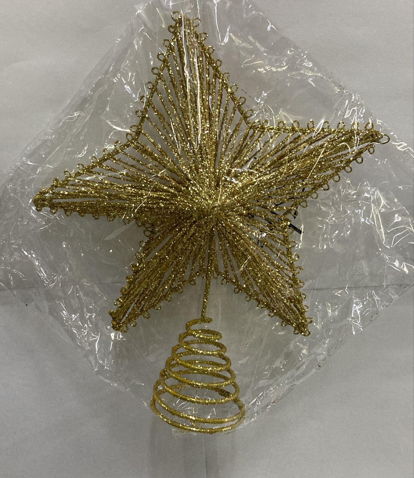 Elegant Small Gold Glitter Star Tree Topper for Christmas Trees