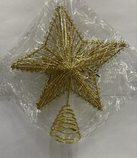 Elegant Small Gold Glitter Star Tree Topper for Christmas Trees