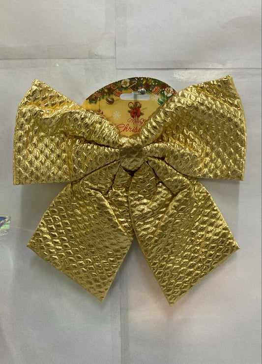 Premium Textured GOLDEN Fabric Bow for Christmas Trees, Garlands & Holiday Displays