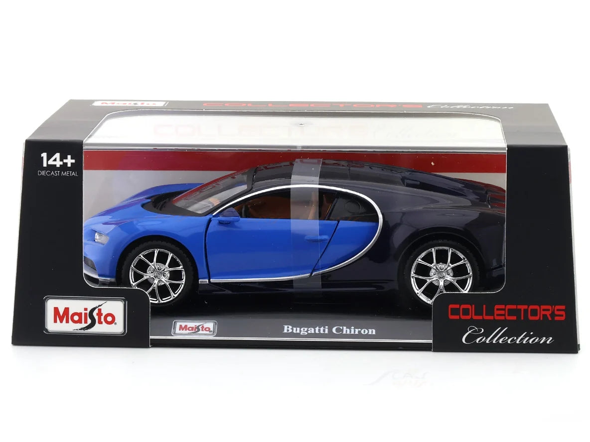 Maisto Bugatti Chiron Blue 1:24 Diecast Model Car with Acrylic Case