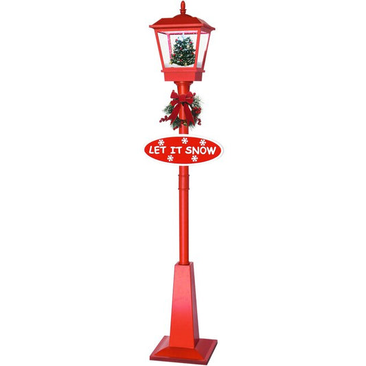 6 ft Snowing Christmas Lamp Post with 25 Carols, LED Lights & Festive Wreath