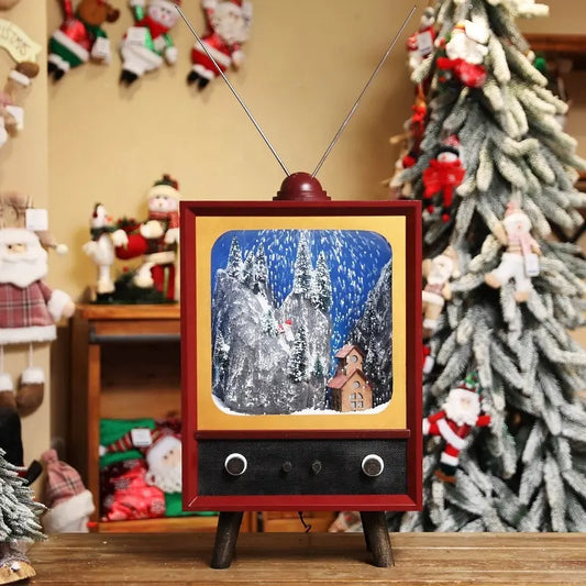 Big Size Vintage Christmas TV with snow effect