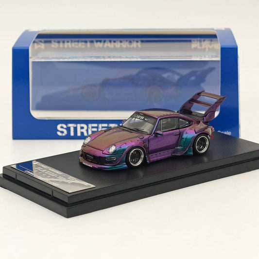 1:64Street Warrior Porsche RWB 993 Racing Sports Classic Model High Spoiler Diecast Car