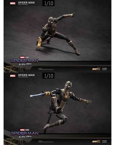 ZD TOYS Marvel Studios Spider-Man No Way Home : 1:10 Scale Spiderman BLACK & GOLD Suit Figure (Size-7 Inch)