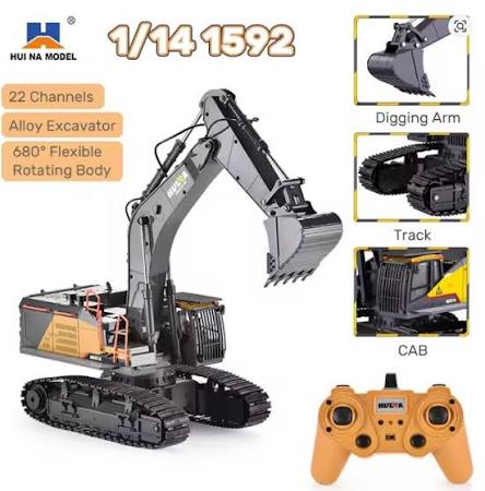 HuiNa Toys 1592 1:14 Scale Remote Control Excavator with 22 Functions and 680° Cab Rotation