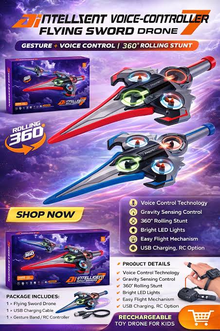 AI INTELLIGENT Voice-controlled Remote Control Flying Sword Rolling 360° Optional Version 7