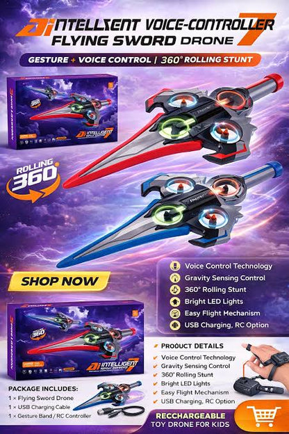 AI INTELLIGENT Voice-controlled Remote Control Flying Sword Rolling 360° Optional Version 7