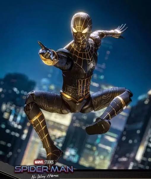 ZD TOYS Marvel Studios Spider-Man No Way Home : 1:10 Scale Spiderman BLACK & GOLD Suit Figure (Size-7 Inch)