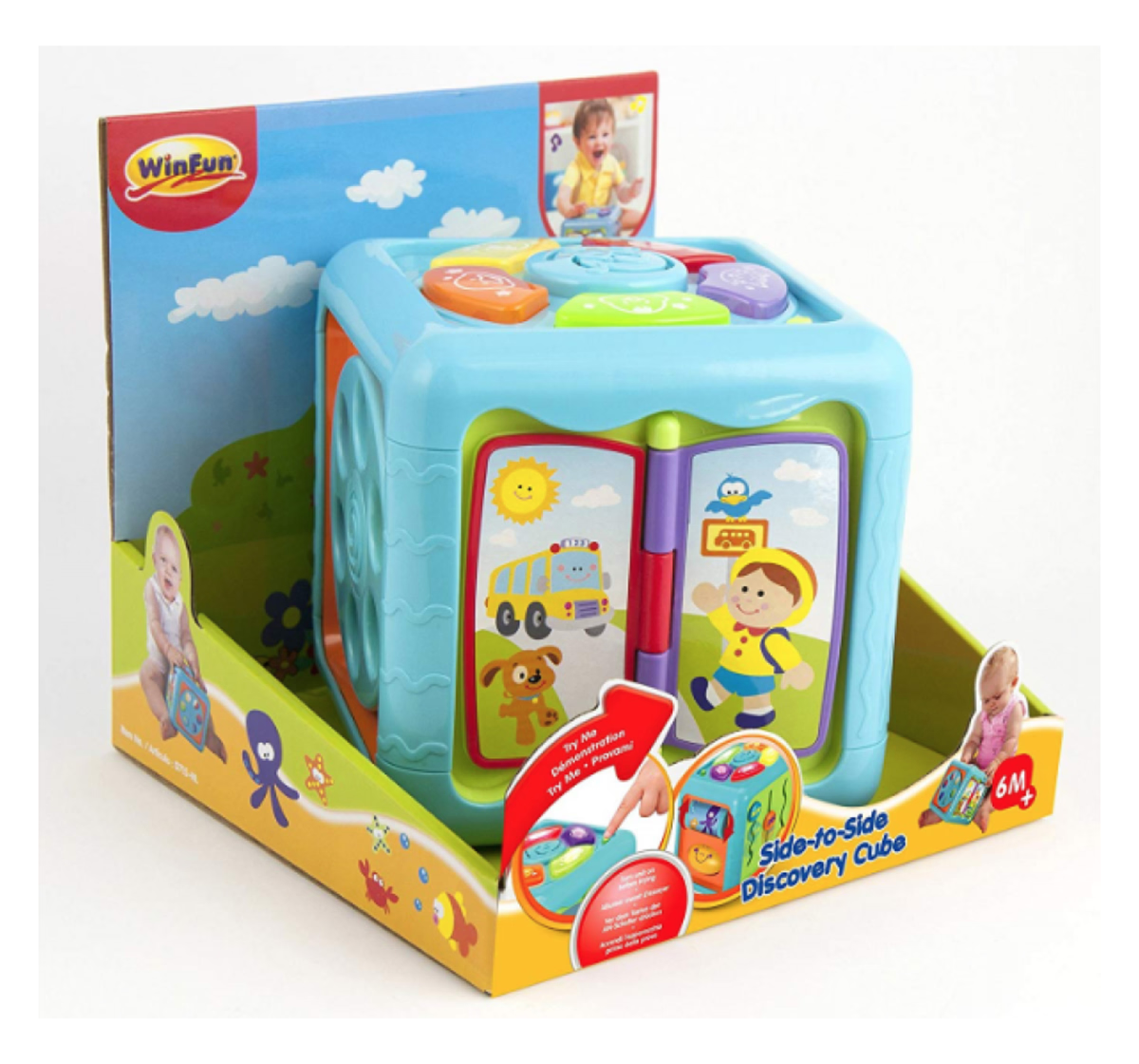 Winfun Side To Side Discovery Blue Cube Learning Toys for Kids age 6M+