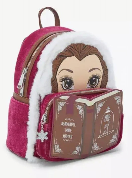 Loungefly Disney Beauty and the Beast Belle Winter Wear Storybook Mini Backpack