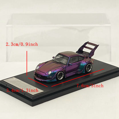 1:64Street Warrior Porsche RWB 993 Racing Sports Classic Model High Spoiler Diecast Car