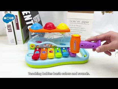 Hola Pop 'N Play Pound a Ball Toy ,  Xylophone Baby Musical Toy Station - 6 Piano Keys, Colorful Balls, Exciting Hammer - Fun to Learn & Develop Fine Motor Skills