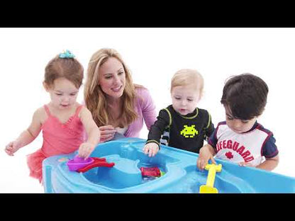 Step2 Cascading Cove Sand & Water Table With Umbrella | Kids Sand & Water Play Table With Umbrella | 6-Pc Accessory Set Included, Blue