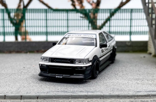 1:64 STREET WARRIOR White AE86 Levin RWB Widebody Sports Model Diecast Metal Car