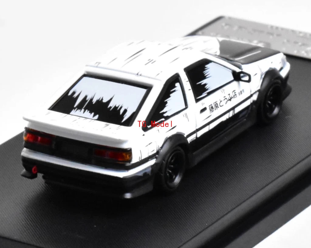 1:64  STREET WARRIOR White JDM AE86 Trueno Tofu Widebody Sports Model Diecast Metal Car