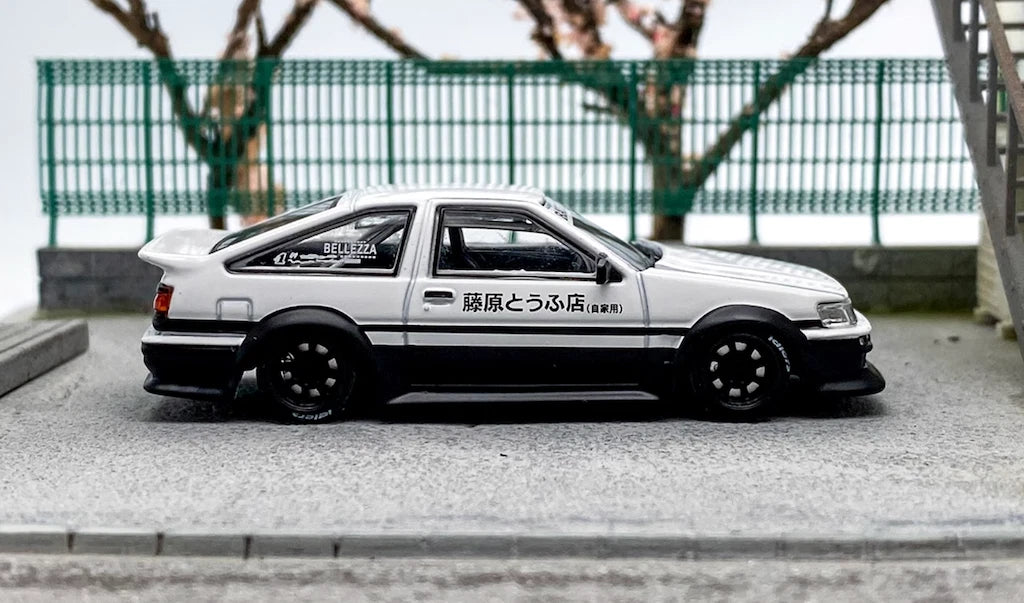 1:64 STREET WARRIOR White AE86 Levin RWB Widebody Sports Model Diecast Metal Car