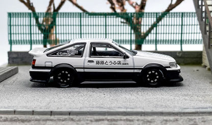 1:64 STREET WARRIOR White AE86 Levin RWB Widebody Sports Model Diecast Metal Car