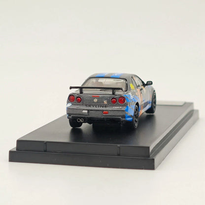 1/64 STREET WARRIOR Nissan Skyline GTR R34 V-spec Naruto Sports Diecast Models