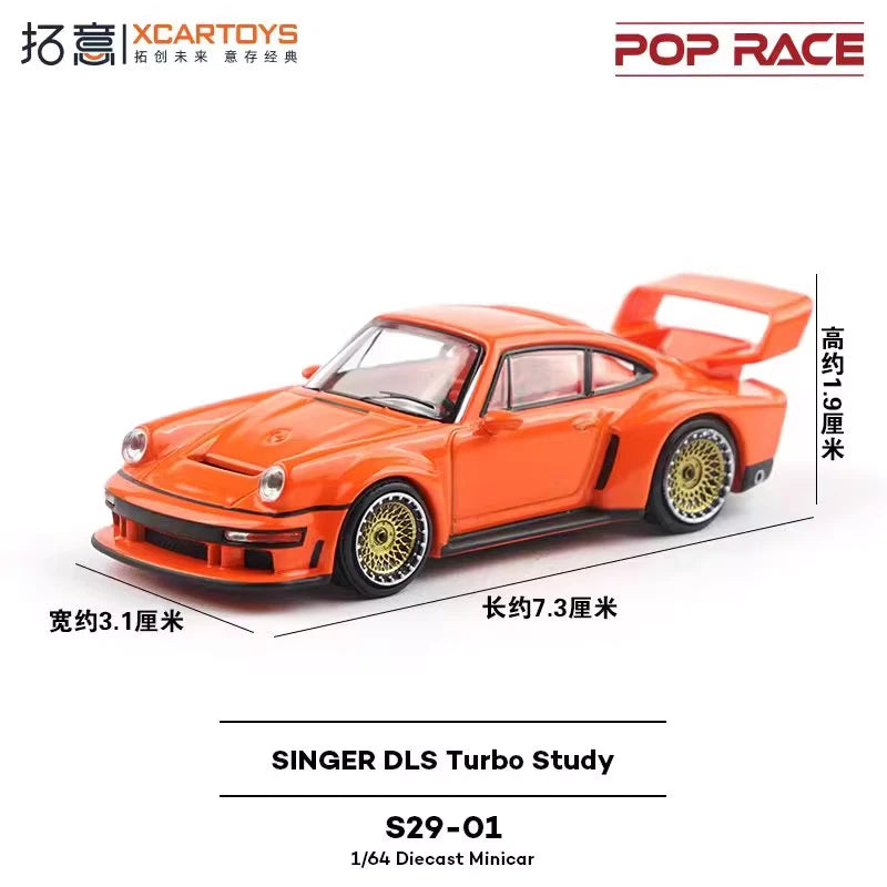 POP RACE 1:64 SINGER DLS TURBO STUDY Orange Diecast Model Car