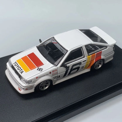 1/64 STREET WARRIOR Levin TRD AE86 RWB wide-body modified alloy car model.