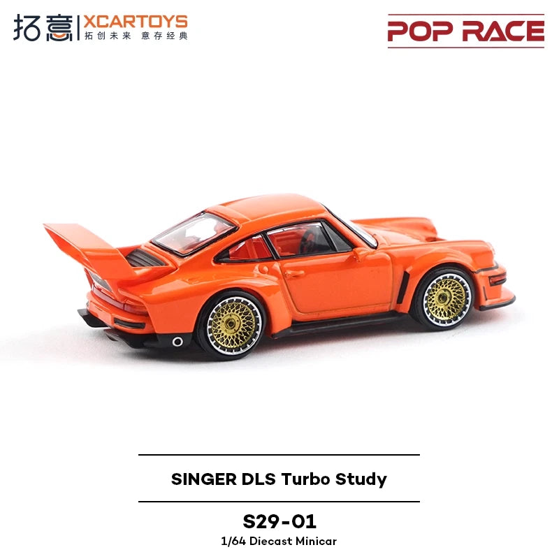 POP RACE 1:64 SINGER DLS TURBO STUDY Orange Diecast Model Car