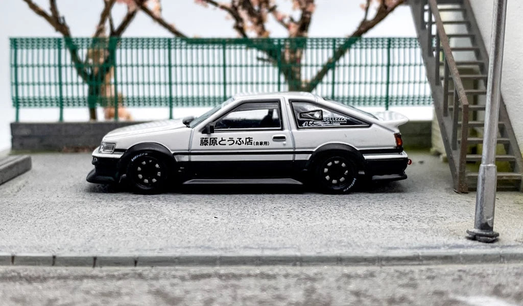1:64 STREET WARRIOR White AE86 Levin RWB Widebody Sports Model Diecast Metal Car