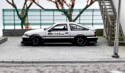1:64 STREET WARRIOR White AE86 Levin RWB Widebody Sports Model Diecast Metal Car