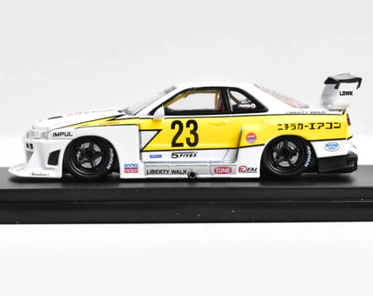 1:64 Street Weapon White JDM Skyline GTR ER34 Sports Model Diecast Metal Car