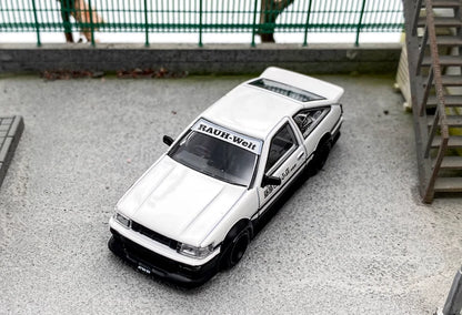 1:64 STREET WARRIOR White AE86 Levin RWB Widebody Sports Model Diecast Metal Car