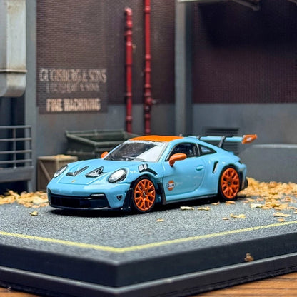 1/64 STREET WARRIOR Porsche 992 GT3 RS GULF Diecast Model Car
