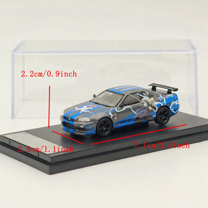 1/64 STREET WARRIOR Nissan Skyline GTR R34 V-spec Naruto Sports Diecast Models