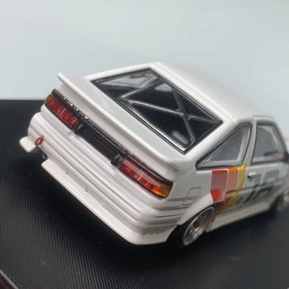 1/64 STREET WARRIOR Levin TRD AE86 RWB wide-body modified alloy car model.