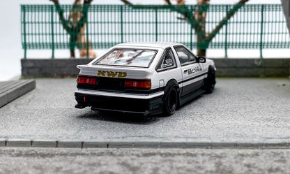 1:64 STREET WARRIOR White AE86 Levin RWB Widebody Sports Model Diecast Metal Car