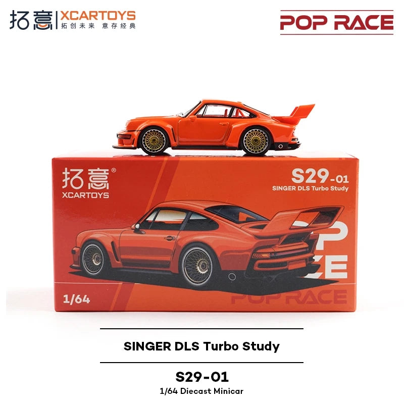 POP RACE 1:64 SINGER DLS TURBO STUDY Orange Diecast Model Car