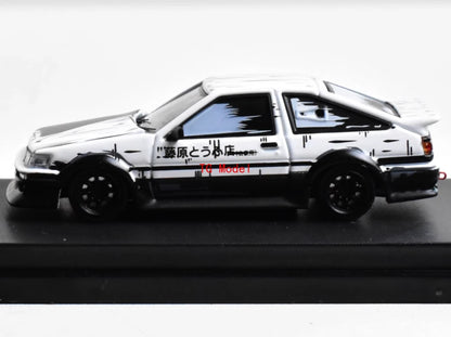 1:64  STREET WARRIOR White JDM AE86 Trueno Tofu Widebody Sports Model Diecast Metal Car
