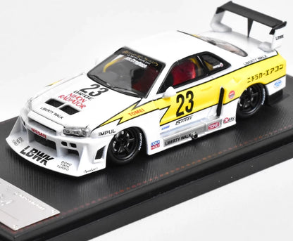 1:64 Street Weapon White JDM Skyline GTR ER34 Sports Model Diecast Metal Car