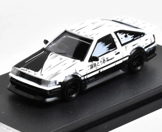1:64  STREET WARRIOR White JDM AE86 Trueno Tofu Widebody Sports Model Diecast Metal Car