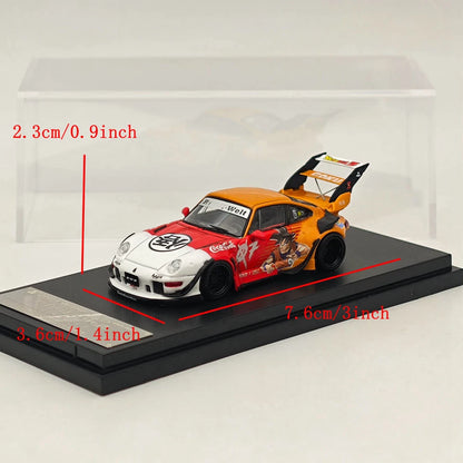 1:64 Street Warrior Dragon Ball RWB 993 911 Racing Sports Red Model Diecast Metal Car