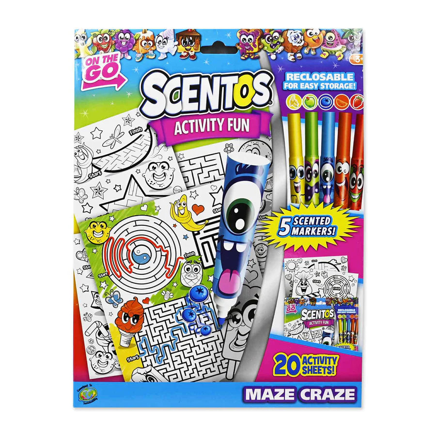 SCENTOS TRAVEL COLOURING KIT - MAZE CRAZE (PACK OF 12)