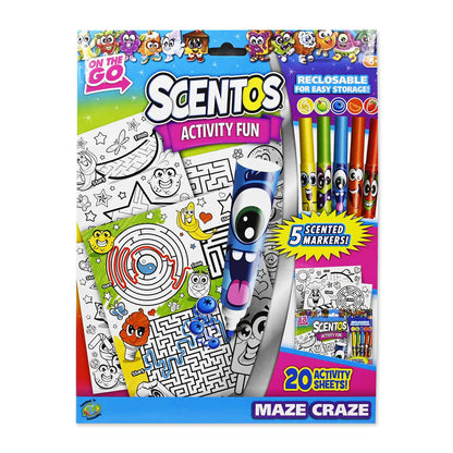 SCENTOS TRAVEL COLOURING KIT - MAZE CRAZE (PACK OF 12)