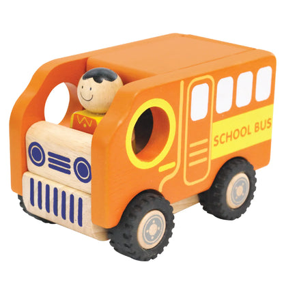 Wooden Public Vehicles set of 4 (Fire Engine, Ambulance, Police Car, School Bus)