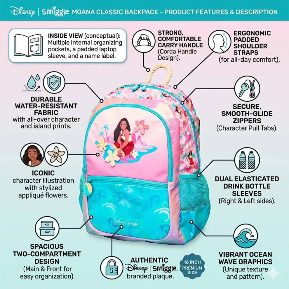Smiggle Premium Moana 16-Inch Backpack