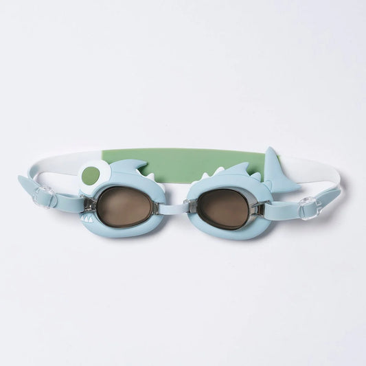 Blue Color Mini Swim Goggles For Kids Shark Tribe Khaki